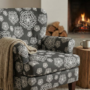 Elegant Stylish Black & White Mandala Flowers Stof