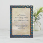 Elegant Stylish Blauwgroen Copper Wedding Invite Kaart (Staand voorkant)
