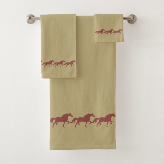 Elegant Stylish Brown Bay Horses on Lucky Beige (En situation)