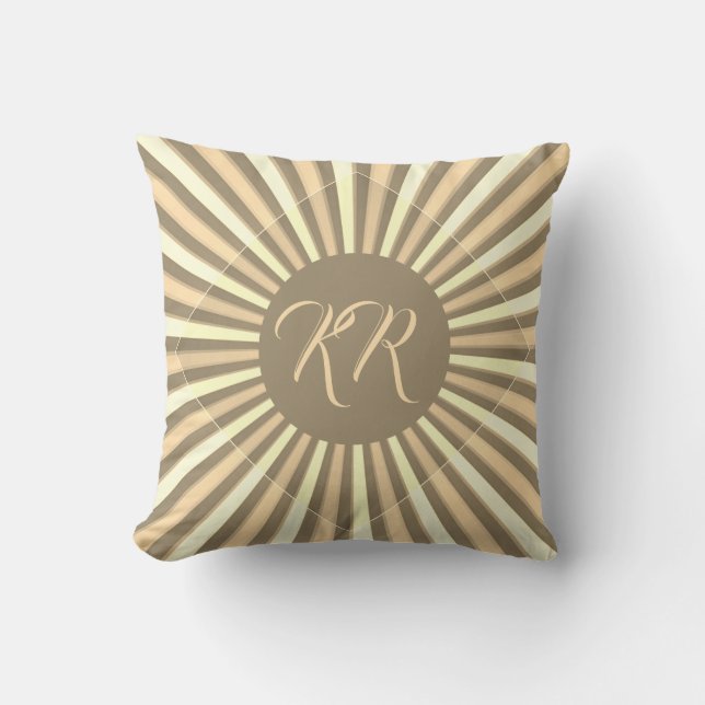 Elegant Stylish Brown Cream Pattern Monogram Kussen (Voorkant)