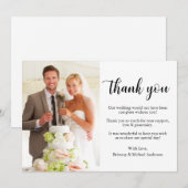 Elegant Stylish Calligraphy Photo Wedding Bedankkaart (Voorkant / Achterkant)