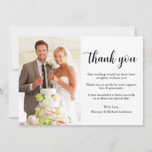 Elegant Stylish Calligraphy Photo Wedding Bedankkaart