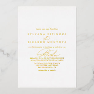 Elegant Stylish Calligraphy Spain Wedding Gold Folie Uitnodiging