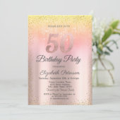 Elegant Stylish Confetti Ombre 50th Birthday Kaart (Staand voorkant)