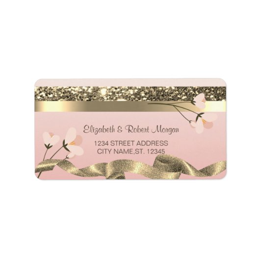 Elegant Stylish Floral Wedding Label (Voorkant)