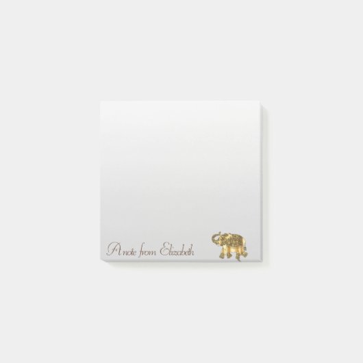 Elegant Stylish Girly, Gold Paisley Elephant Post-it® Notes (Voorkant)