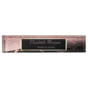 Elegant Stylish Glitter Bokeh Ombre, Marble, Lijst Naambordje
