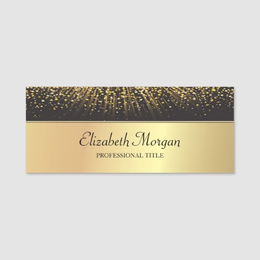 Elegant Stylish Gold Confetti Naamplaatje (Voorkant)