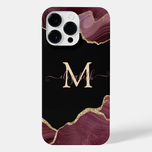 Elegant Stylish Gold Glitter Burgundy Agate iPhone Hoesje (Achterkant)