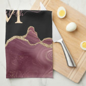 Elegant Stylish Gold Glitter Burgundy Agate Theedoek (Quarter Fold)