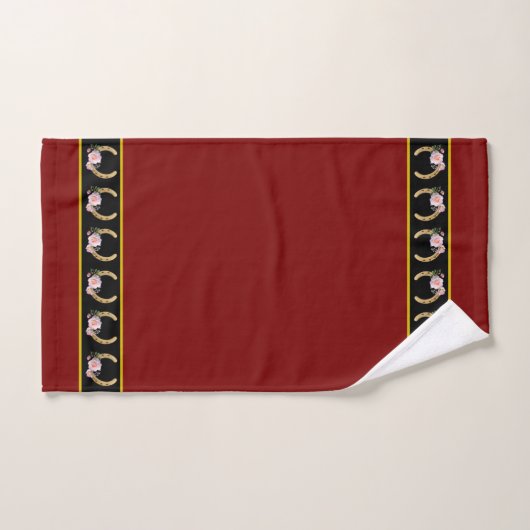 Elegant, Stylish Golden Horseshoes on Maroon Bad Handdoek (Handdoek)