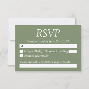 Elegant Stylish Green Wedding RSVP Card