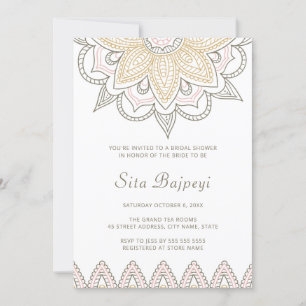 Elegant Stylish Indian Mehndi Hindu Vrijgezellenfe Kaart