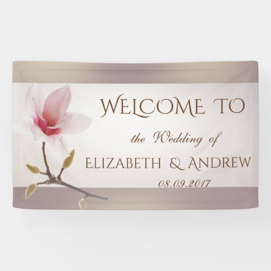 Elegant Stylish Magnolia Wedding Banner (Horizontaal)