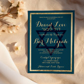 Elegant Stylish Mauve Blue Gold Bar Mitzvah Kaart
