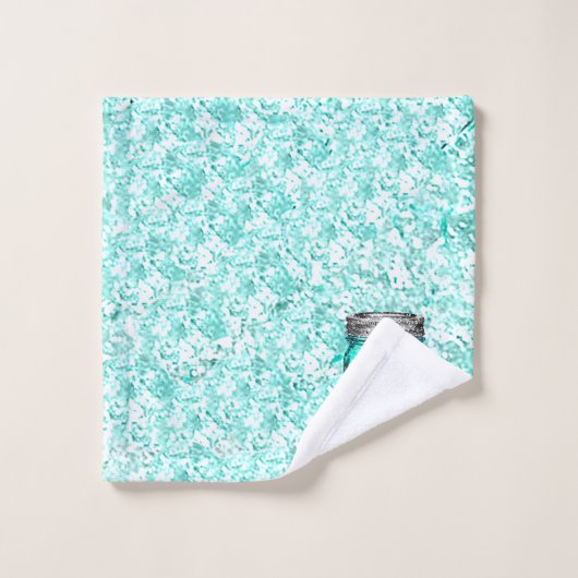 Elegant Stylish Monogrammed Initiaal Blauwgroen Bad Handdoek (Wasdoekje)