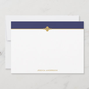 Elegant Stylish Navy Blue Gold, speciaal gepersona Notitiekaartje