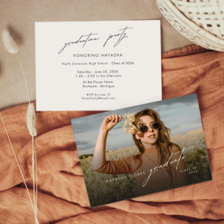 Elegant Stylish Photo Graduation Party Invitation Kaart