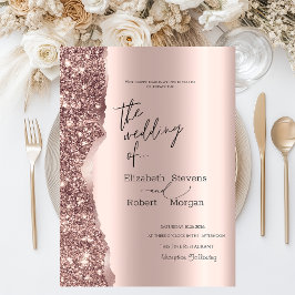 Elegant Stylish Rose Gold Glitter Script  Kaart
