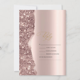 Elegant Stylish Rose Gold Glitter Script RSVP Kaart