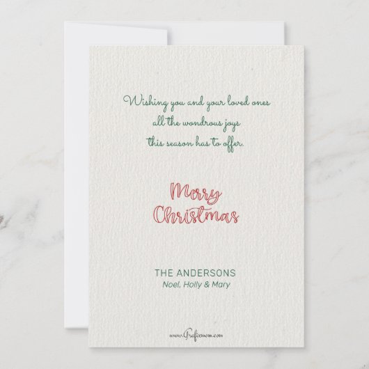 Elegant Stylish Script Typography Kerstboom Feestdagenkaart (Achterkant)