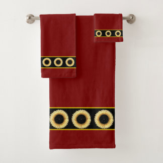Elegant, Stylish Sunflowers on Maroon Bad Handdoek