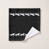 Elegant Stylish White Horses on Black (Gant de toilette)