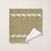 Elegant Stylish White Horses on Lucky Beige (Gant de toilette)