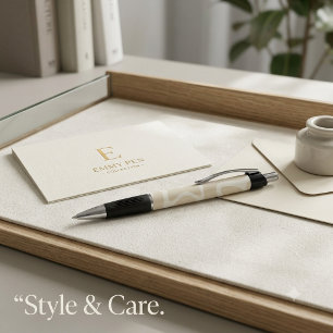 Élégant stylo Emmy motif organique simple beige cr