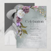 Elegant subtiel groen bloemen begrafenismonument kaart (Voorkant / Achterkant)