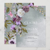Elegant Subtle Green Floral Wedding Kaart (Voorkant / Achterkant)