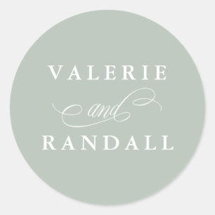 Elegant Subtle Green Wedding Envelope Seal Ronde Sticker