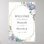 Elegant Succulent Bruiloft Welkomstbord Poster (Voorkant)