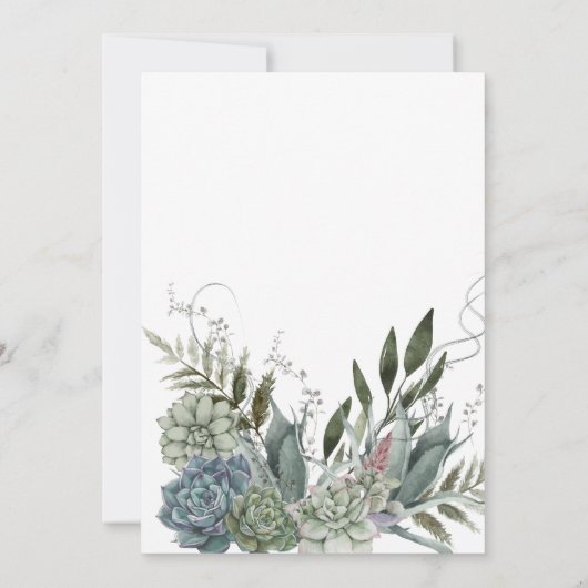 Élégant Succulent Faire-part de mariage Floral (Dos)