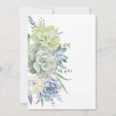 Elegant Succulent Greenery Wedding Invitation Kaart (Achterkant)