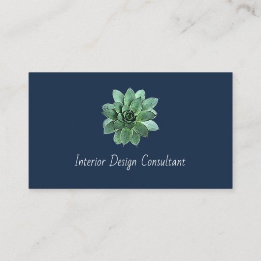 Elegant Succulent Modern Botanical QR code Visitekaartje (Voorkant)