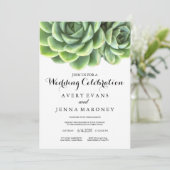 Elegant Succulent Plant Wedding Invitation Kaart (Staand voorkant)