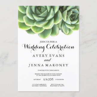 Elegant Succulent Plant Wedding Invitation Kaart