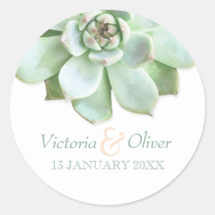 Elegant Succulent Wedding Uitnodiging Ronde Sticker