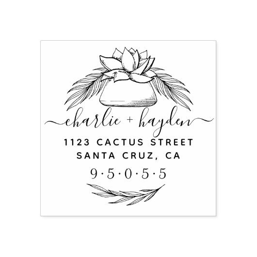 Elegant Succulent Wreath | Rustisch retouradres Rubberstempel (Afrduk)