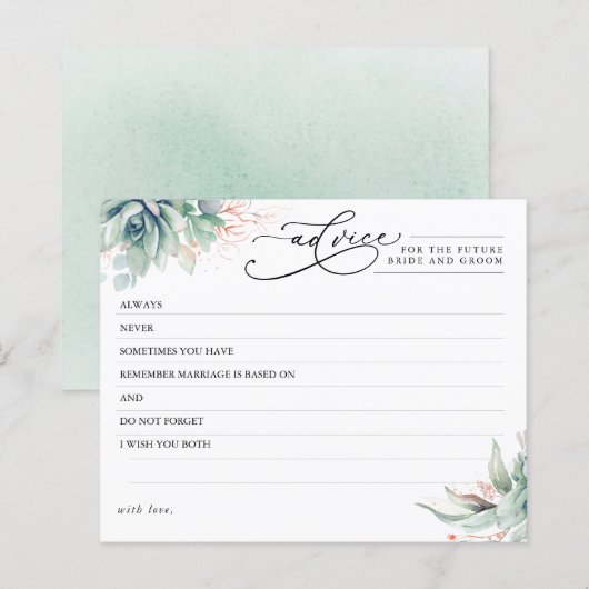 Elegant Succulents Greenery Advice Kaart (Voorkant / Achterkant)