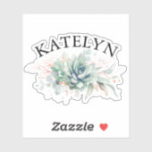 Elegant Succulents Greenery and Your Friends Name Sticker (Vel)