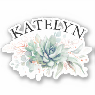 Elegant Succulents Greenery and Your Friends Name Sticker