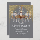 ÉLÉGANT SUÈDE 16 ANNIVERSAIRE INVITATION (Devant / Derrière)