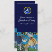 ELEGANT SUMMER GARDEN Party ,SAPPHIRE GEM MONOGRAM Kaart (Voorkant / Achterkant)