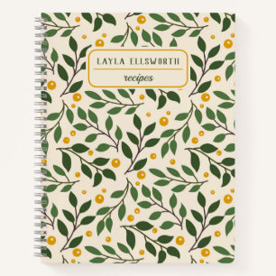 Elegant Summer Greenery Personalized Recipe Notitieboek