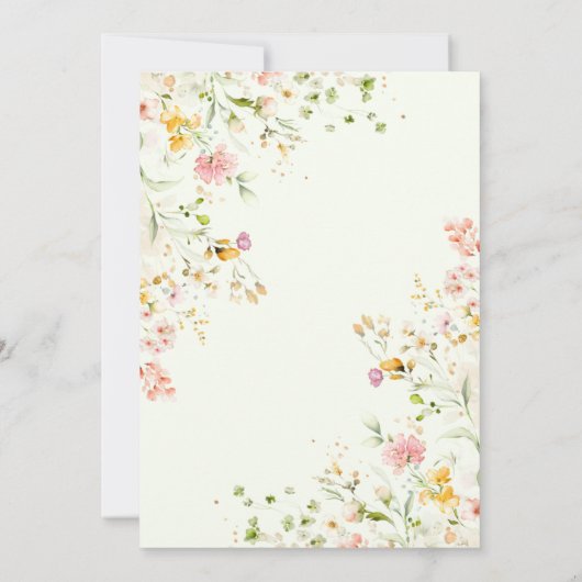 Elegant Summer Meadow Wildflower Baptisme Kaart (Achterkant)