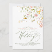 Elegant Summer Meadow Wildflower Boho Wedding Kaart (Voorkant)