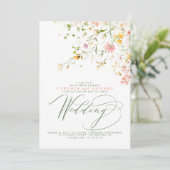 Elegant Summer Meadow Wildflower Boho Wedding Kaart (Staand voorkant)