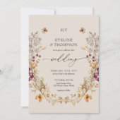 Elegant Summer Meadow Wildflower Boho Wedding Kaart (Voorkant)